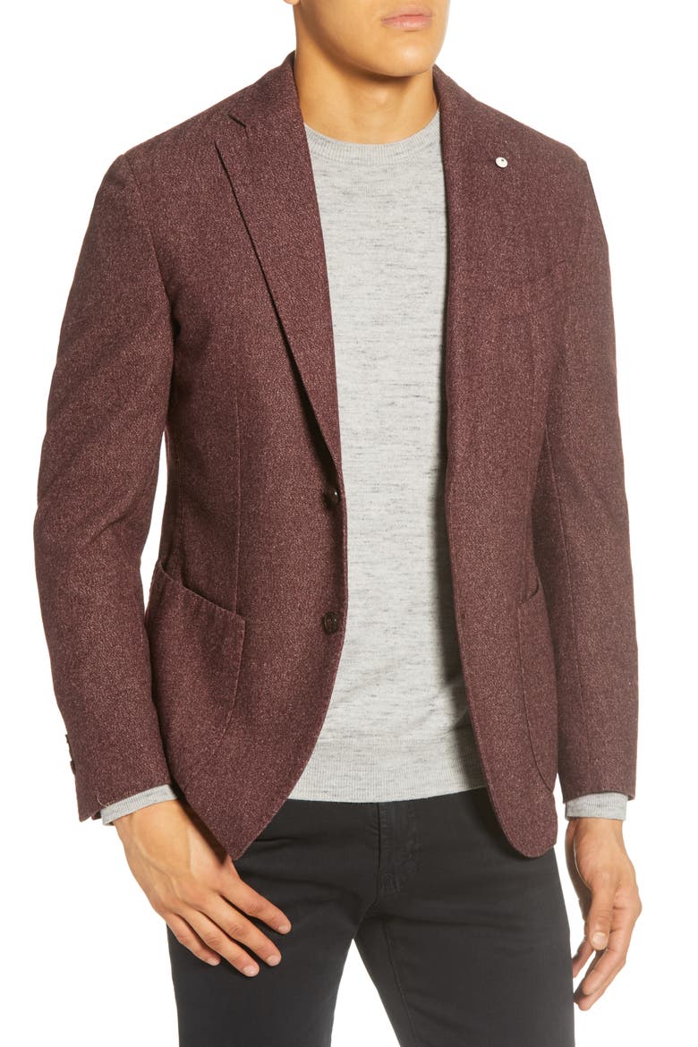 Trim Fit Solid Wool Blend Sport Coat, Main, color, PURPLE