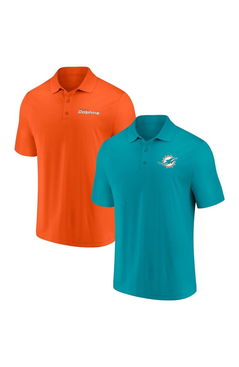 FANATICS Men's Fanatics Branded Aqua/Orange Miami Dolphins Dueling Two-Pack Polo Set, Main, color,