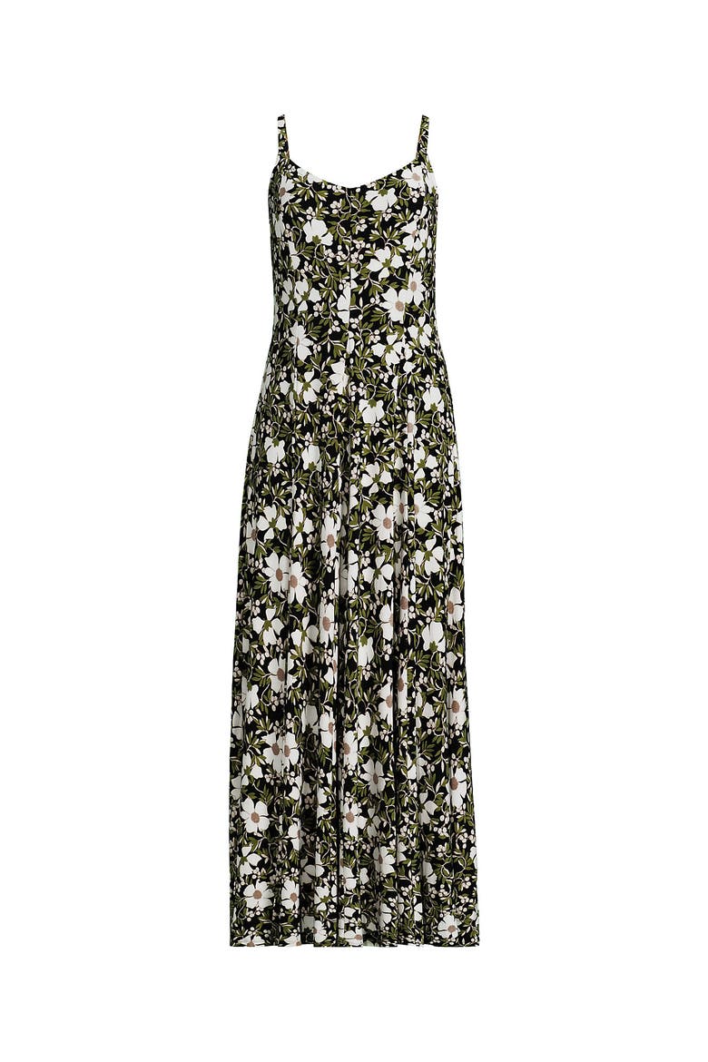 Silky Knit Godet Maxi Dress, Alternate, color, Black Floral Blossom