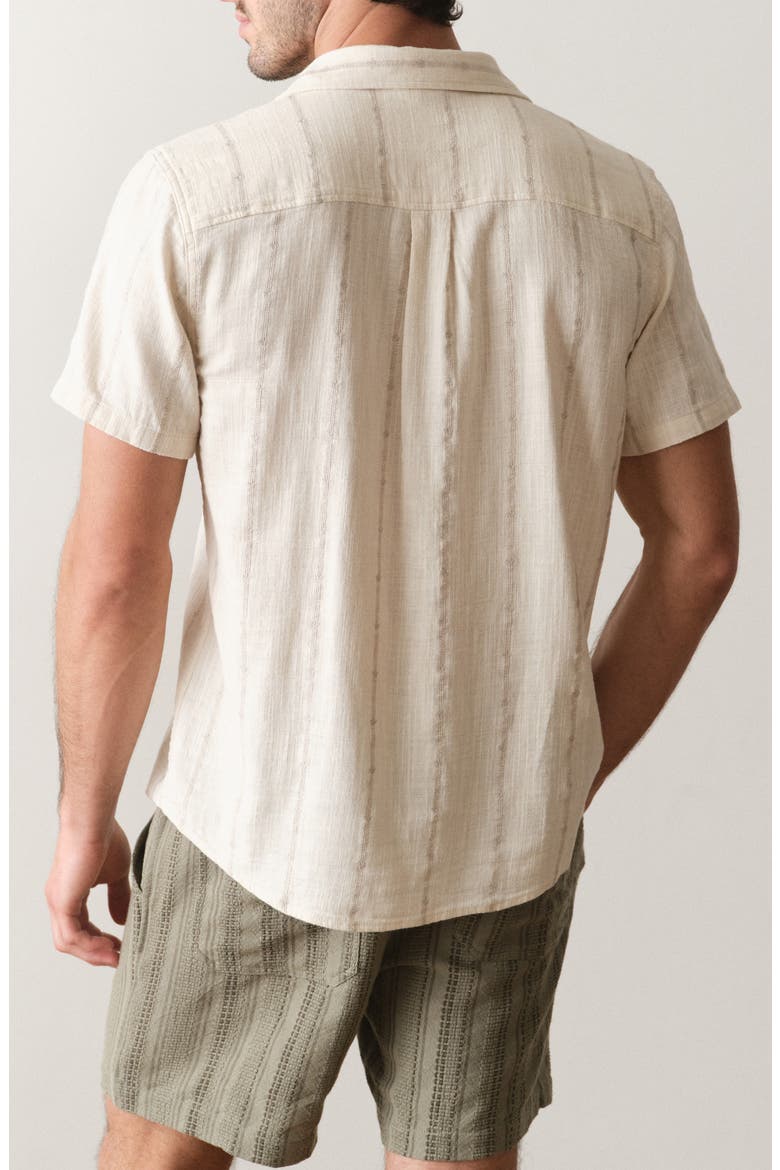 Selvage Short Sleeve Button Up Shirt, Alternate, color, CREAM EMBROIDERY