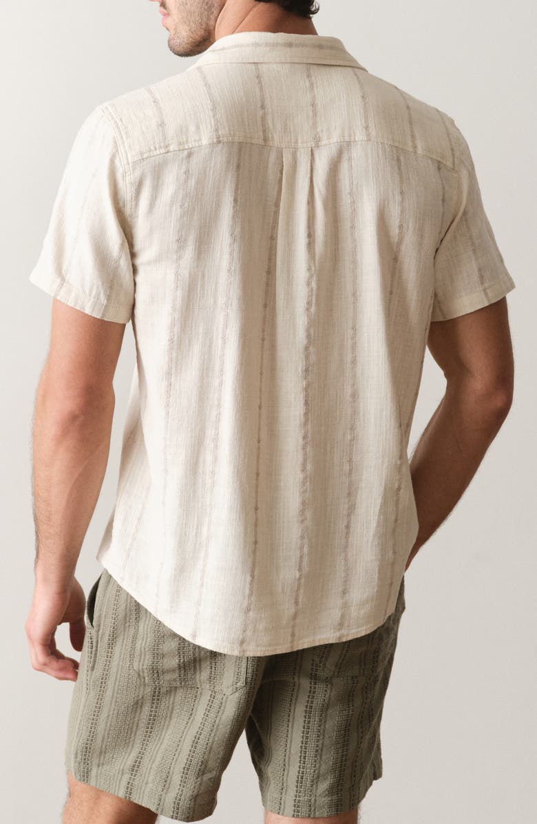 Marine Layer Selvage Short Sleeve Button Up Shirt, Alternate, color, Cream Embroidery