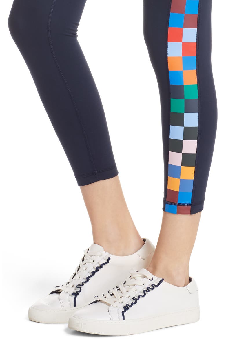 Tory Sport Checker 7/8 Leggings, Alternate, color, TORY NAVY