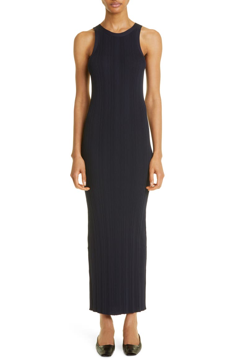 Totême Seamless Rib Tank Sweater Dress, Main, color, DARK NAVY