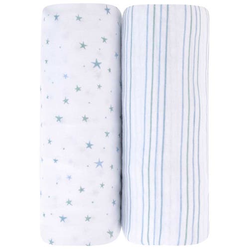 ZZDNU Crib Sheet Set Baby Fitted Crib Sheet Set 2 Pack in Dusty Blue Stars  product