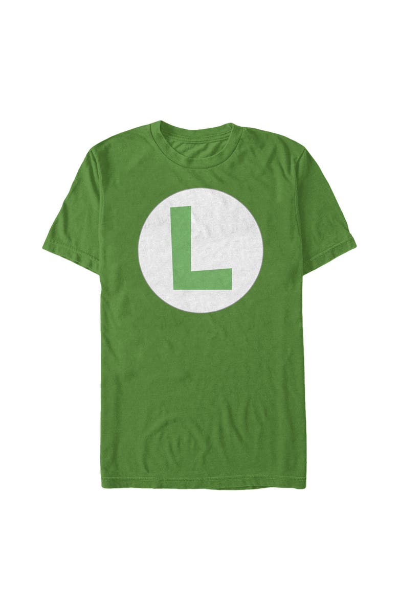 NINTENDO Men's Nintendo Luigi Circle Icon  Graphic T-Shirt, Main, color, Kelly Green