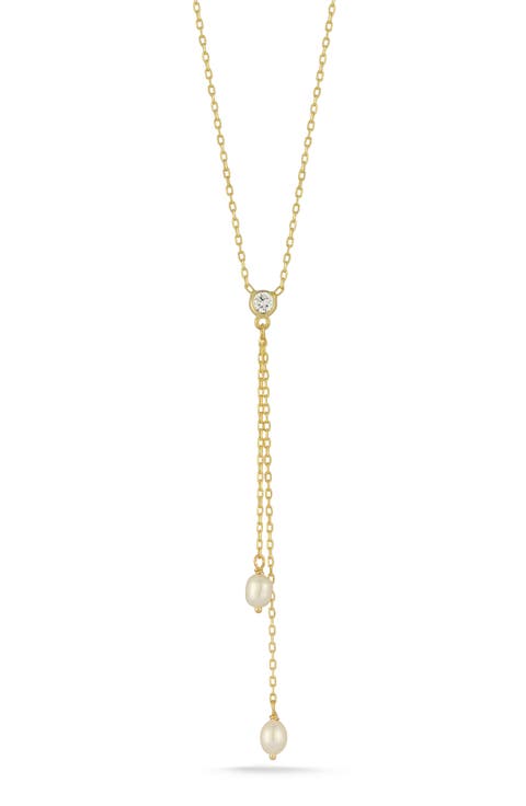 Cubic Zirconia & Cultured Pearl Y-Necklace