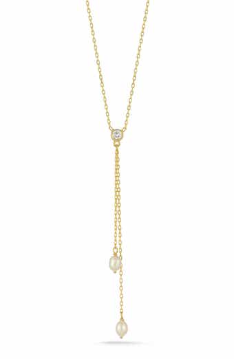 Cubic Zirconia & Cultured Pearl Y-Necklace