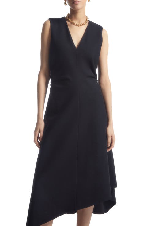 Sleeveless Asymmetric Midi Dress