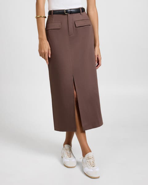 Front Slit Midi Skirt