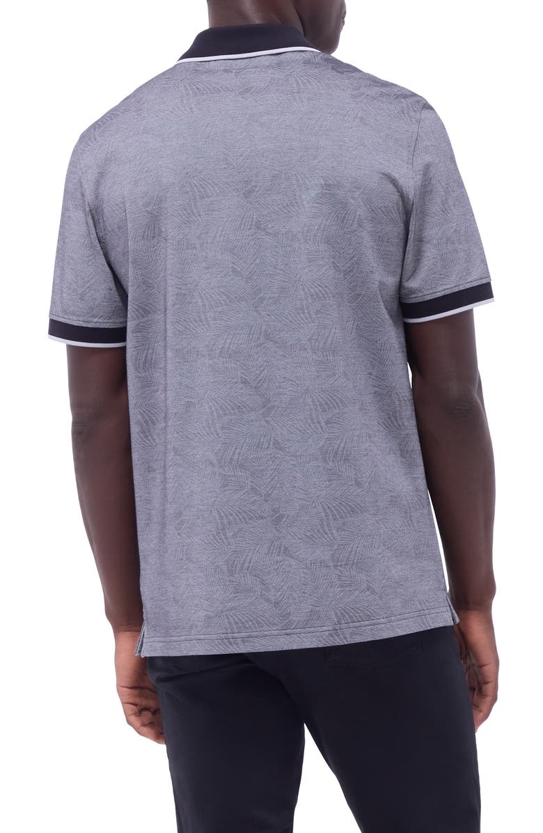 Bugatchi Bird
s Eye Leaf Pattern Cotton Polo, Alternate, color, Black