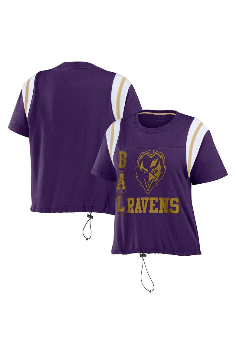 Women's WEAR by Erin Andrews Purple Baltimore Ravens Cinched Colorblock T-Shirt, Main, color, Purple