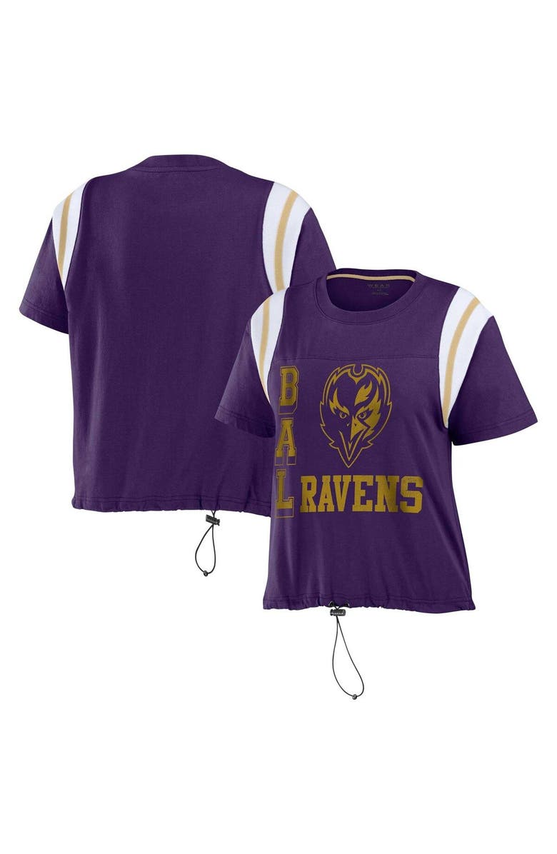 WEAR by Erin Andrews Women's WEAR by Erin Andrews Purple Baltimore Ravens Cinched Colorblock T-Shirt, Main, color, Purple
