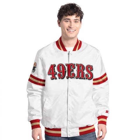 Men's Starter  White San Francisco 49ers Scout Full-Snap Varsity Jacket