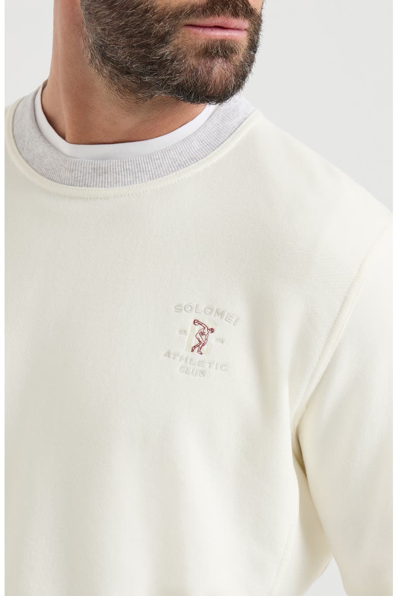 Cotton French terry sweatshirt with embroidery, Alternate, color, Off-White