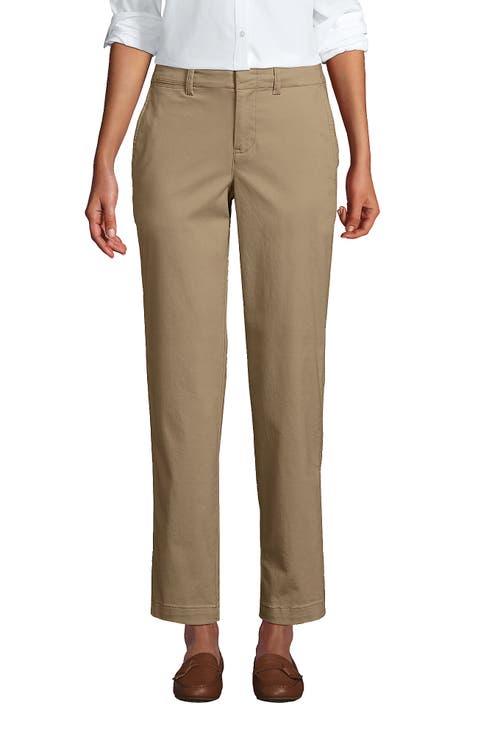 Mid Rise Classic Straight Leg Chino Ankle Pants