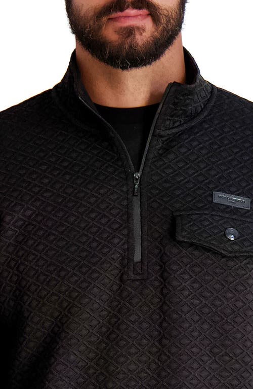 Karl Lagerfeld Paris Quilted Quarter Zip Pullover In Black