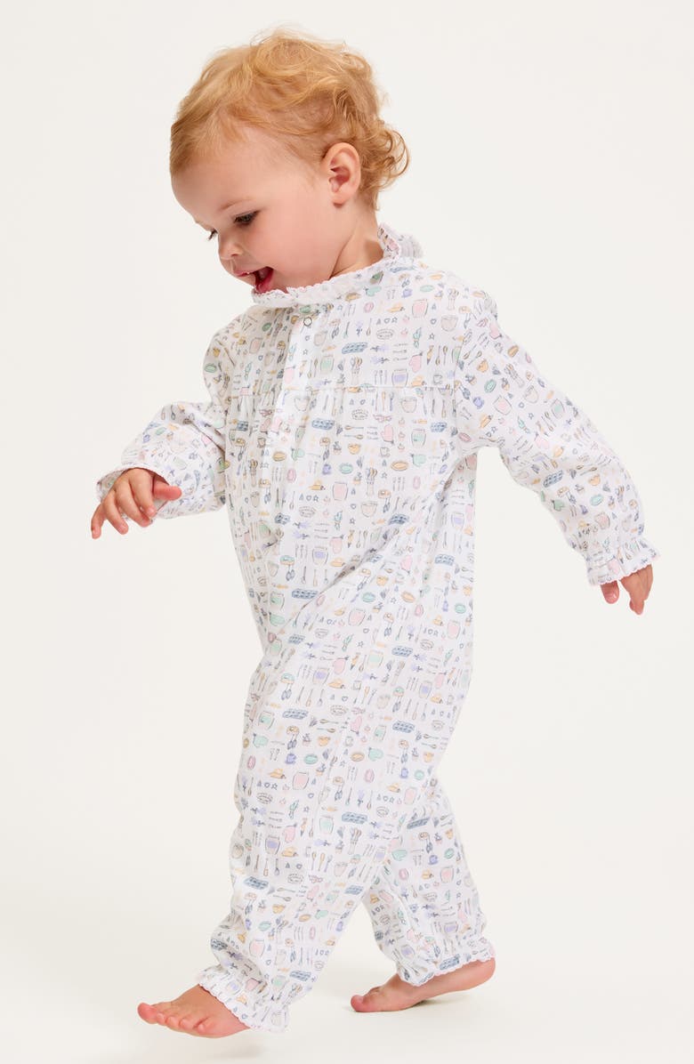 Petite Plume Madeline Print One-Piece Brushed Twill Pajamas, Alternate, color, White