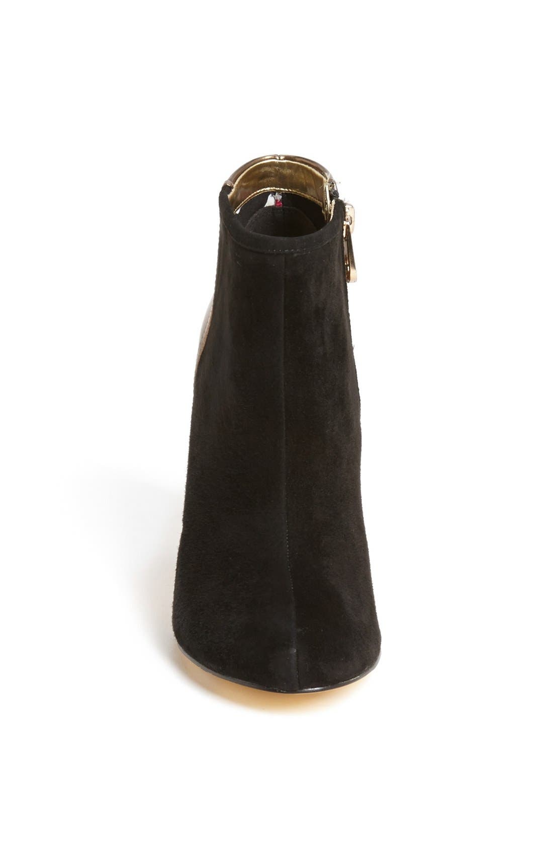 'Nimma' Suede & Metallic Leather Bootie, Alternate, color, BLACK SUEDE