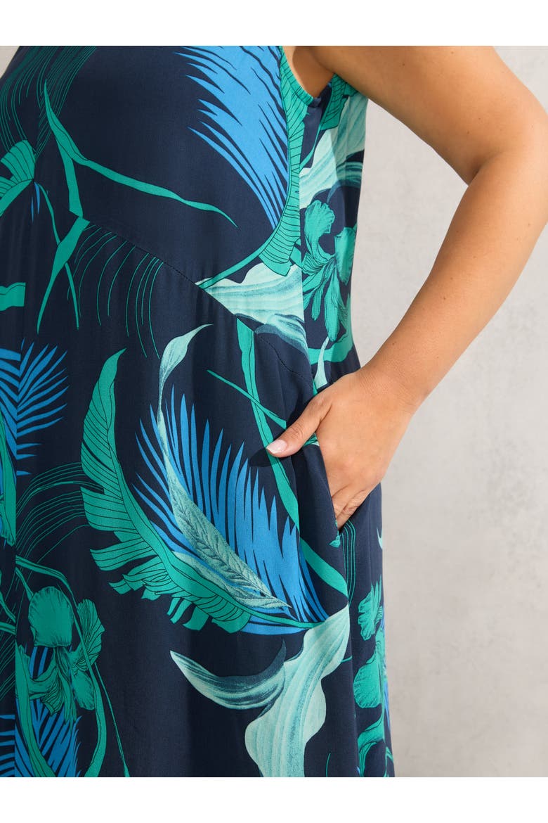 Abstract Leaf Print V-Neck Maxi Dress, Alternate, color, Multi