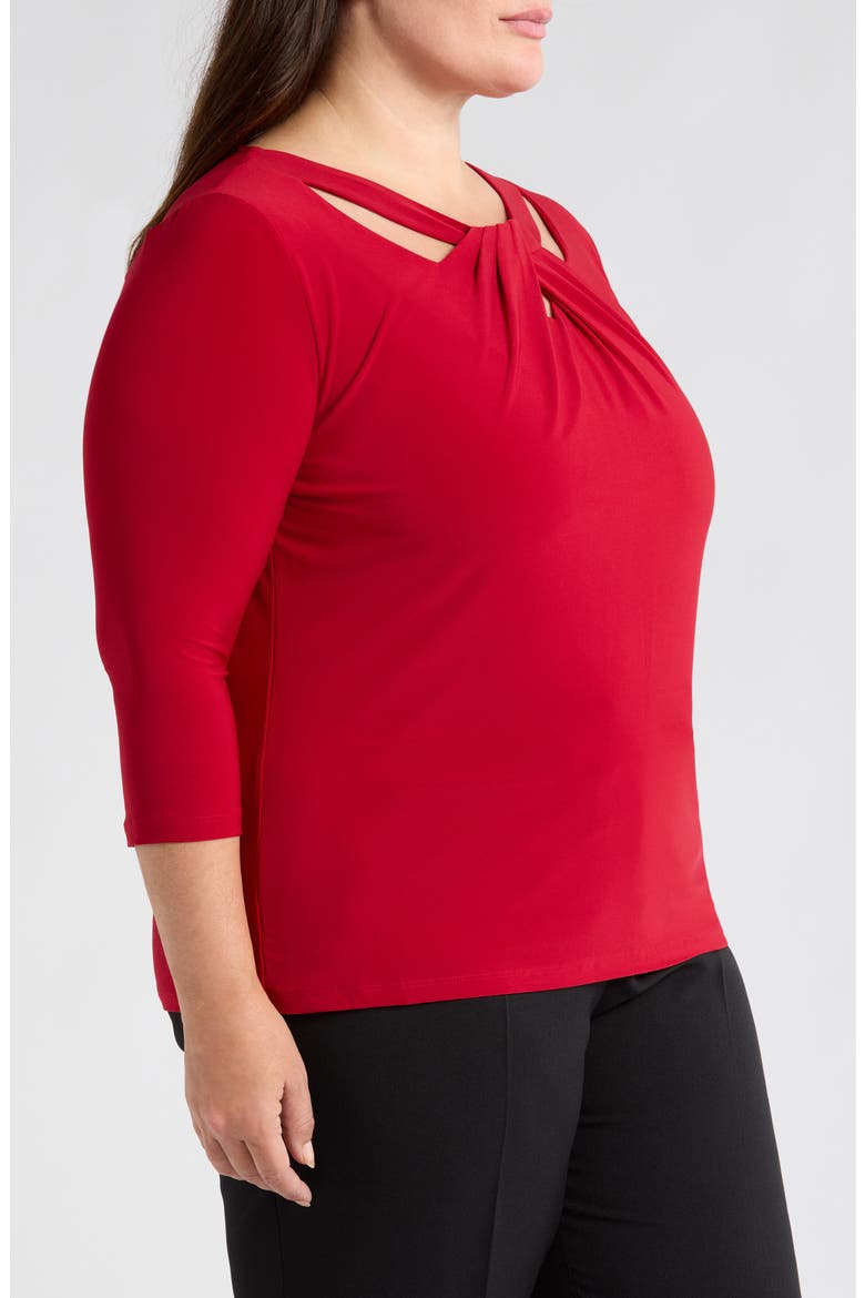 Twist Neck Cutout Top, Alternate, color, FIRE RED
