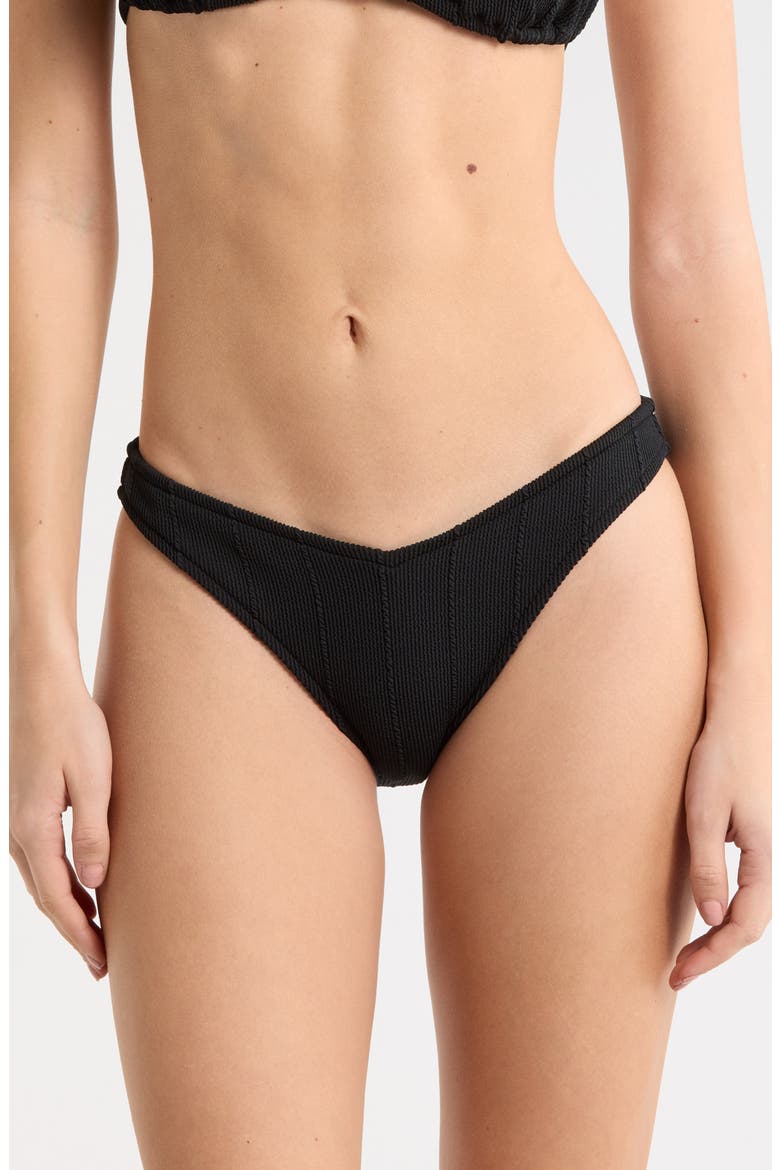 Vibe Surf High Cut Bikini Bottoms, Main, color, BLACK