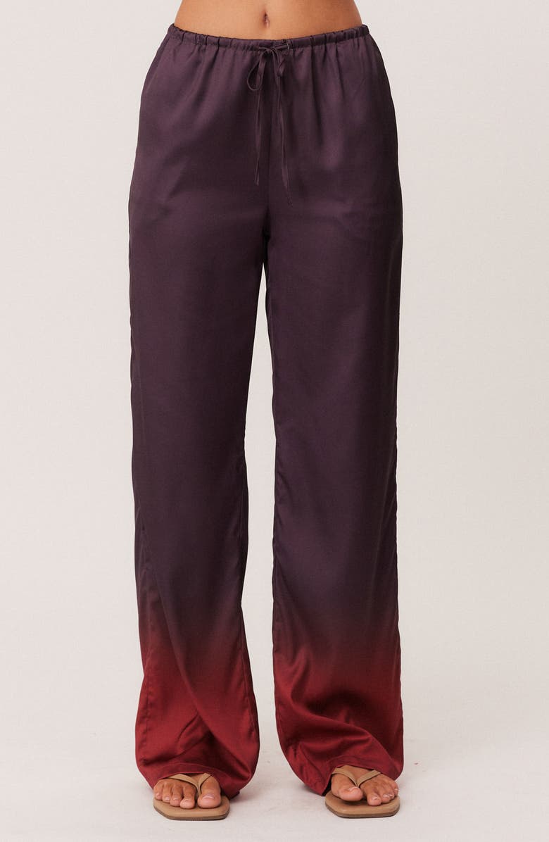 SNDYS Amaya Satin Pants, Main, color, Plum Ombre