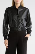 JASON WU Cropped Faux Leather Bomber Jacket