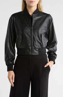 JASON WU Cropped Faux Leather Bomber Jacket