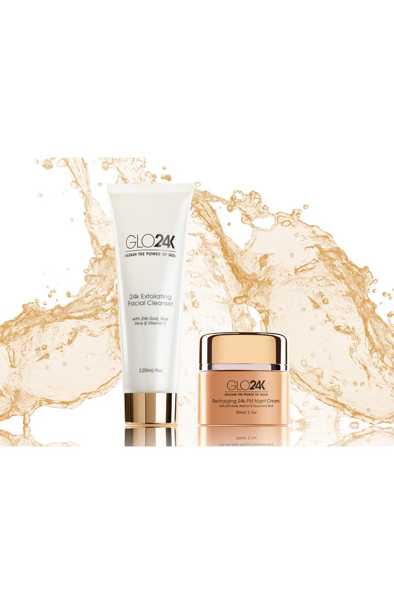 GLO24K UNLEASH THE POWER OF GOLD Exfoliating Facial Cleanser & Night Cream, Alternate, color, Na