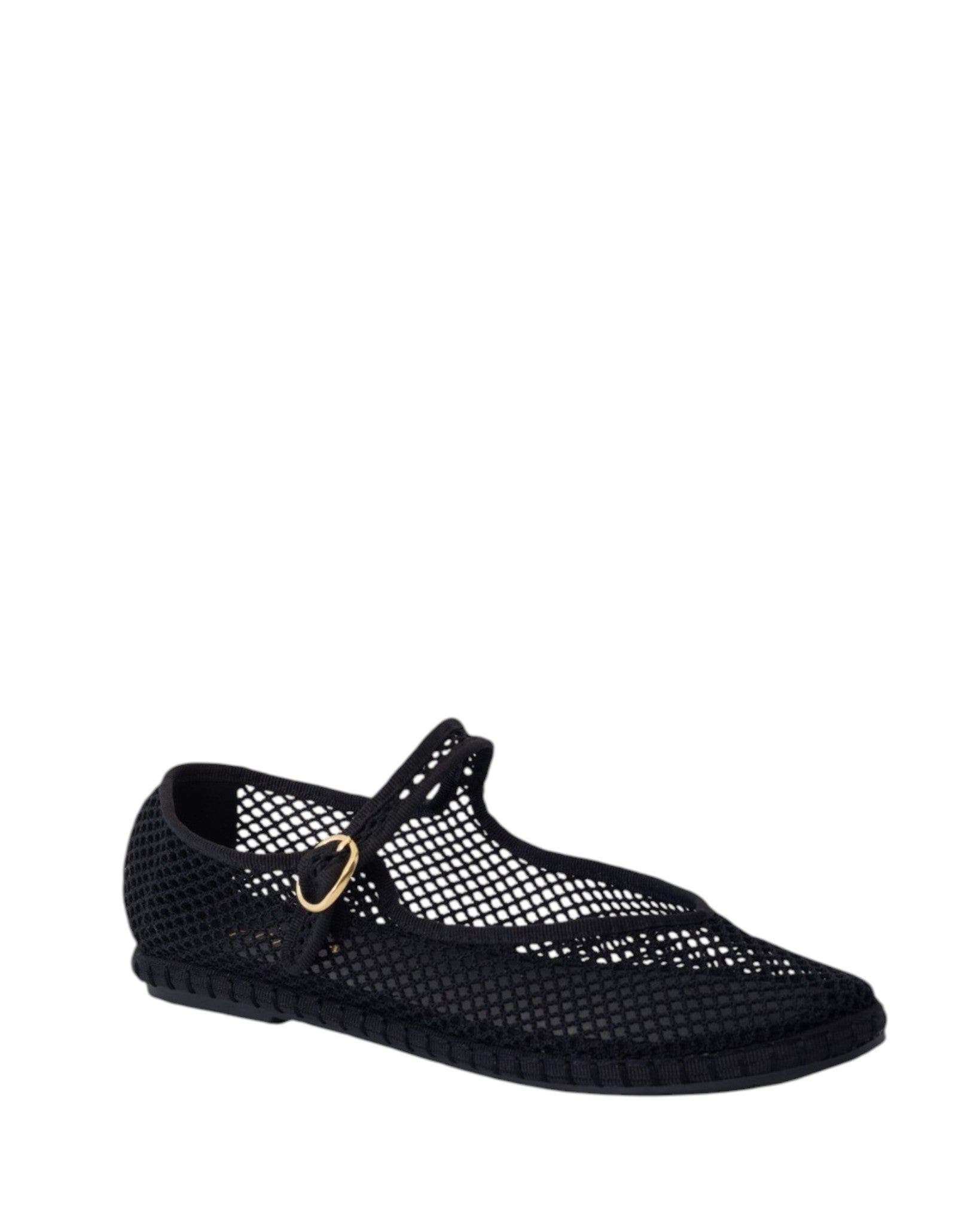 ALICANTE Round Toe mary jane ballet flats, Main, color, Black Mesh