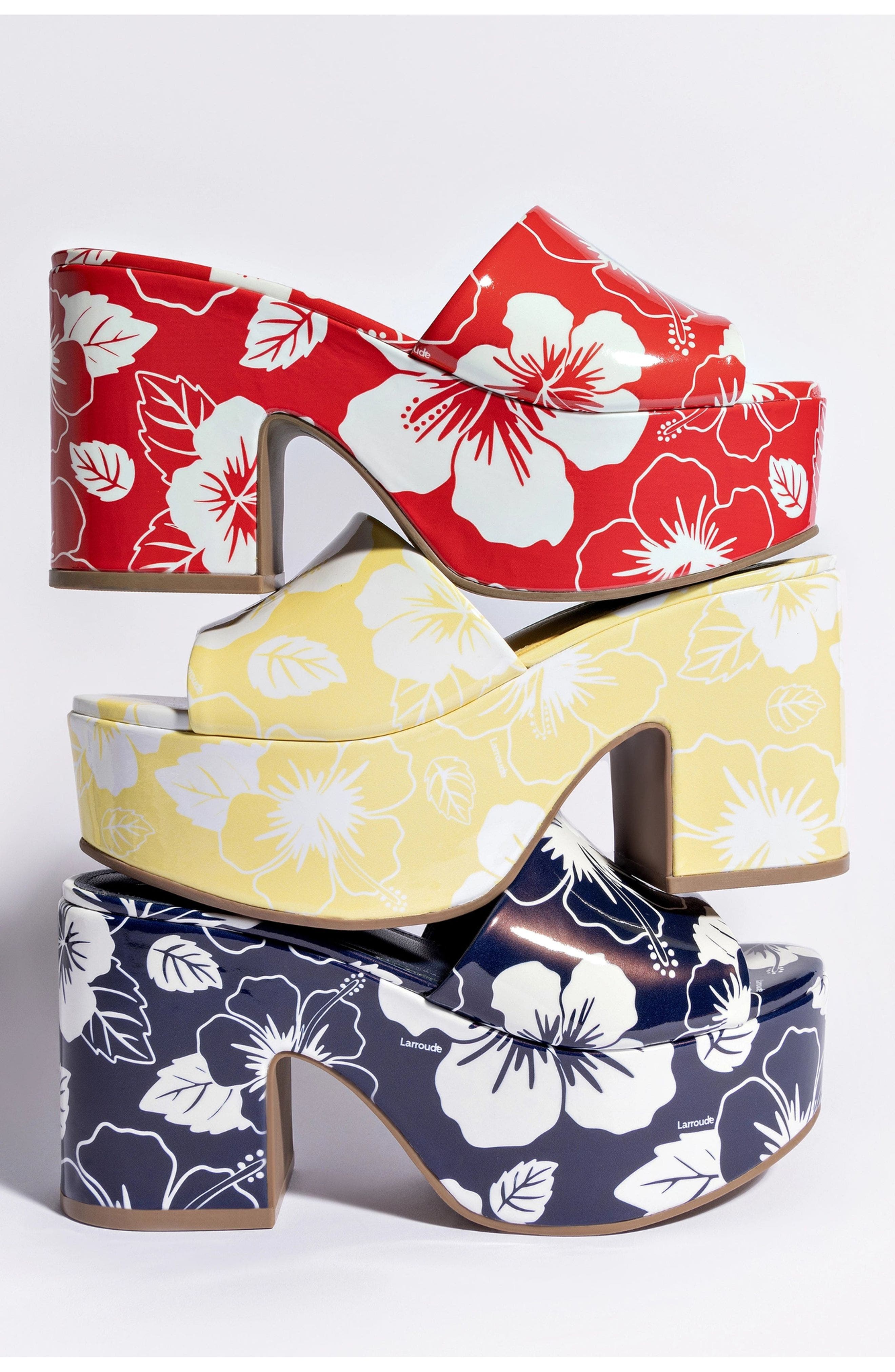 Larroudé Miso Floral Platform Sandal, Alternate, color, 