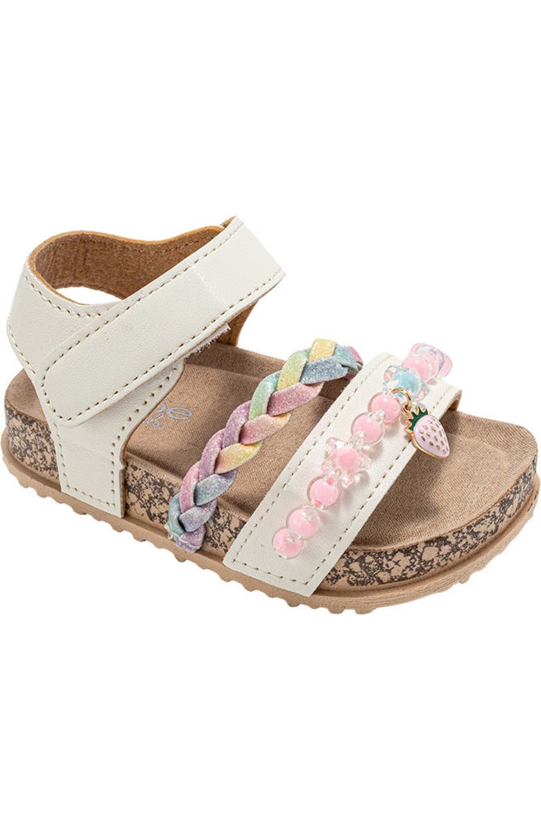 bebe Berry Beaded & Braided Sandal, Main, color, White Multi