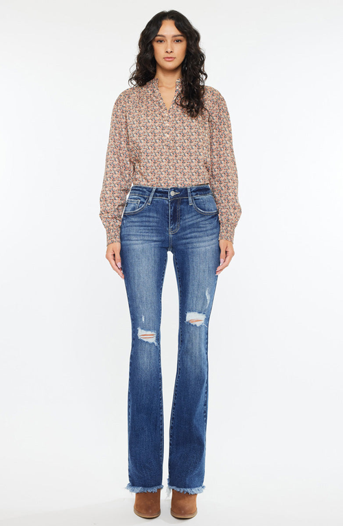 Kancan Mia Essentials Low Rise Baby Bootcut Jeans In Blue
