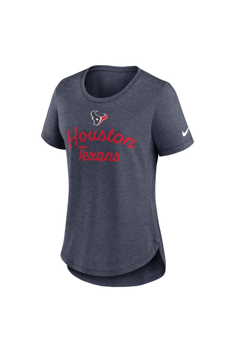Women's Nike Navy Houston Texans Script Tri-Blend T-Shirt, Alternate, color, Navy