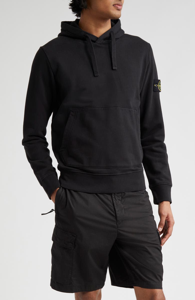 Stone Island Felpa Pullover Hoodie, Main, color, Black