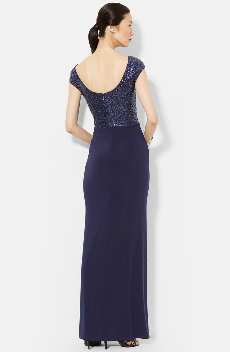 Lauren Ralph Lauren Sequin & Jersey Gown, Alternate, color, 