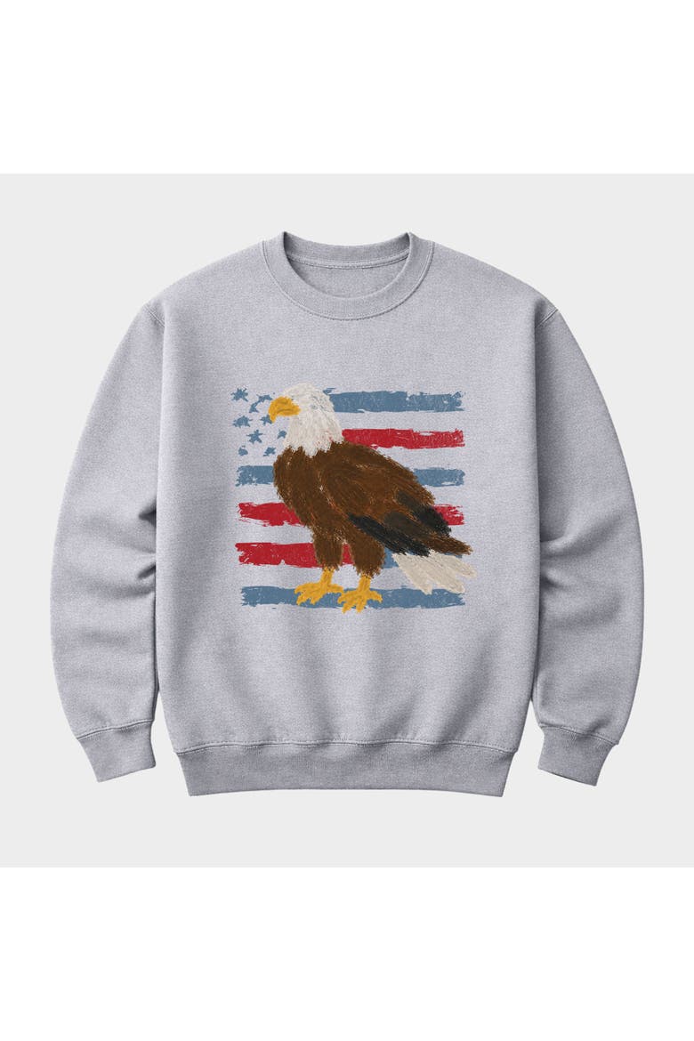 Bald Eagle Patriotic Flag Sweatshirt, Alternate, color, Graphite