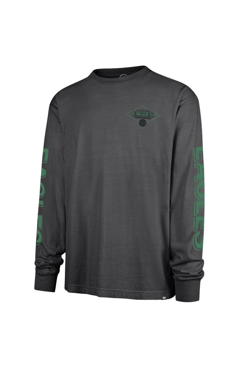 '47 Men's '47 Black Philadelphia Eagles Cairn Ravine Foundation Throwback Long Sleeve T-Shirt, Alternate, color, Charcoal
