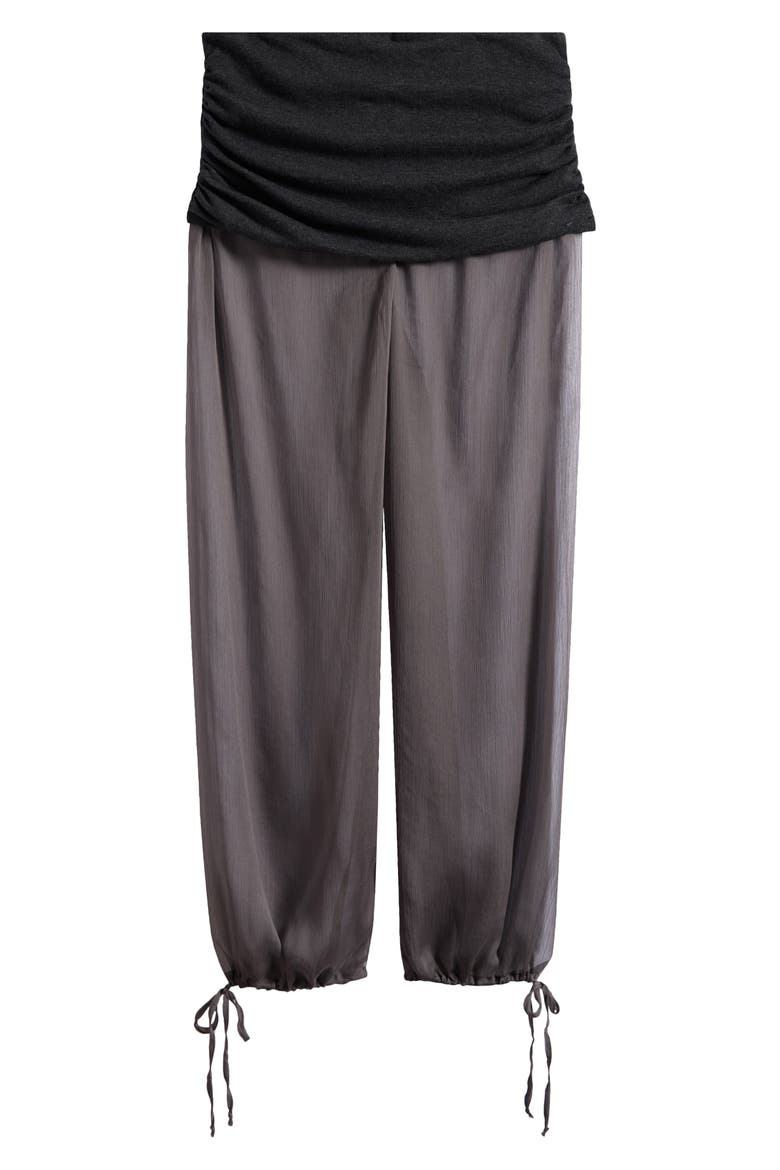 Mixed Media Chiffon Joggers, Alternate, color, GREY