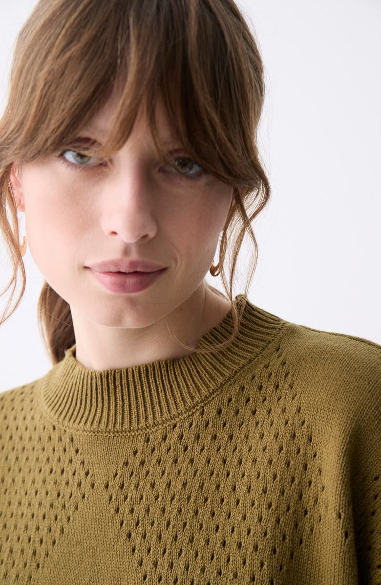 DELUC Novas Open Stitch Sweater, Alternate, color, Army