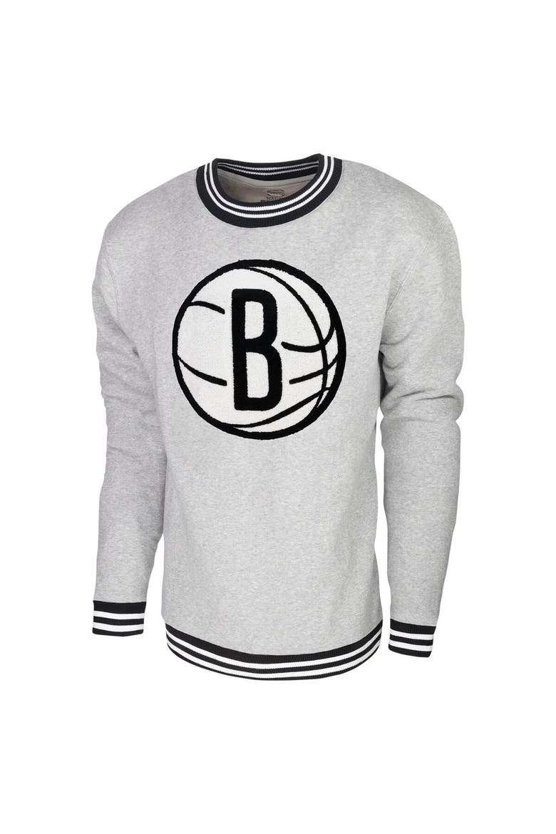 Men's Stadium Essentials Heather Gray Brooklyn Nets Club Level Pullover Sweatshirt, Alternate, color, Heather Gray