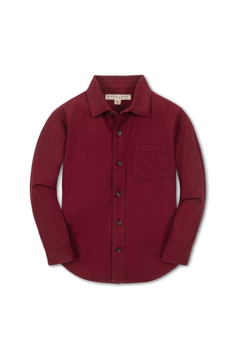 Kids' Organic Long Sleeve Flannel Button Down Shirt