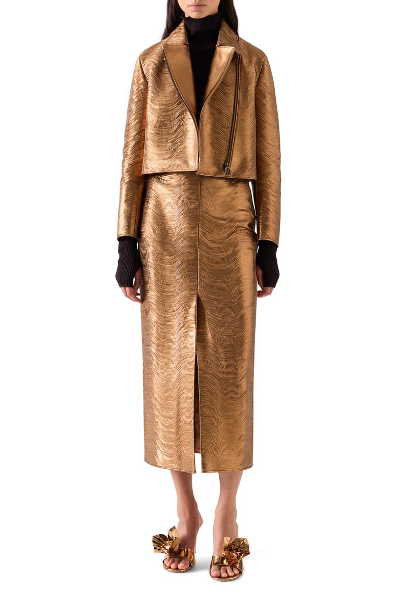 Lambskin Nappa Leather Moto Jacket, Alternate, color, GOLD