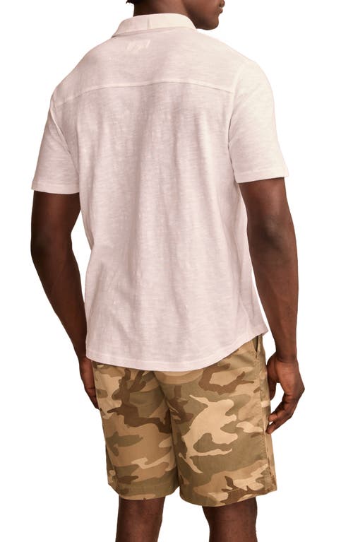 Lucky Brand Short Sleeve Marled Linen Button-up Shirt In Bright White