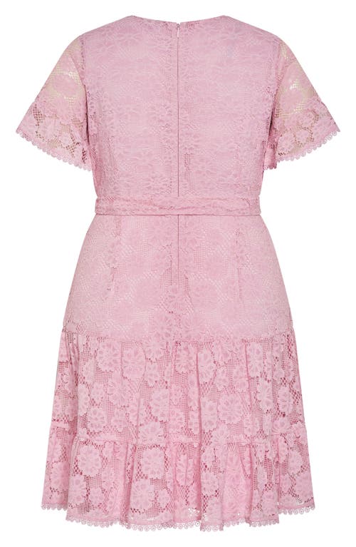 CITY CHIC CITY CHIC GARDEN KISSES LACE FAUX WRAP DRESS