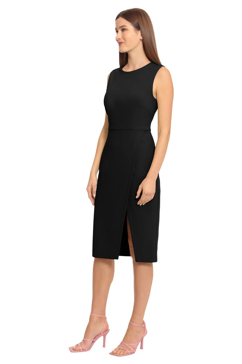 Sleeveless Wrap Knee Length Dress, Alternate, color, BLACK