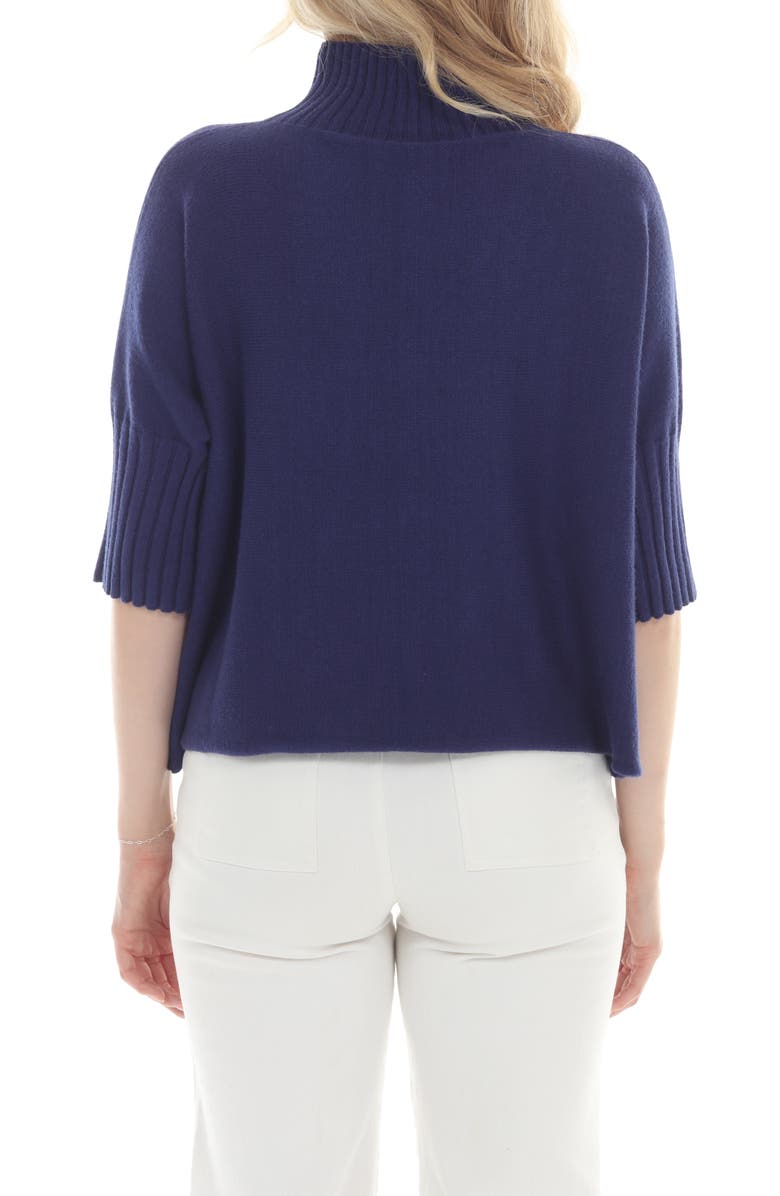 RAIN AND ROSE Mock Neck Boxy Sweater, Alternate, color, Navy