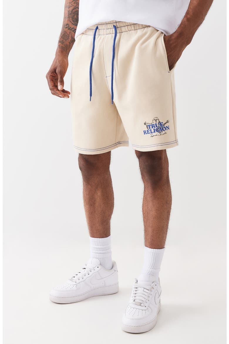 Buddha Contrast Fleece Shorts, Alternate, color, FOG