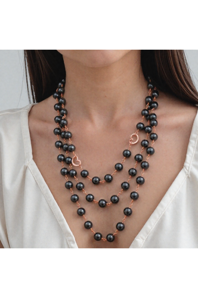 Heiress Black Hematite 3-Layer Necklace, Alternate, color, Black