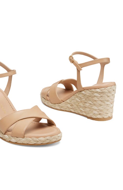 Stuart Weitzman Dayna Leather Crisscross Espadrille Sandals In Adobe/natural